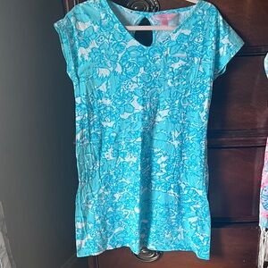 Lilly Pulitzer Turquoise and White Girls Dress